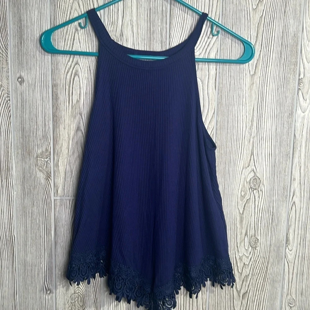 Women Pink Rose Blue Tank Top Size Small